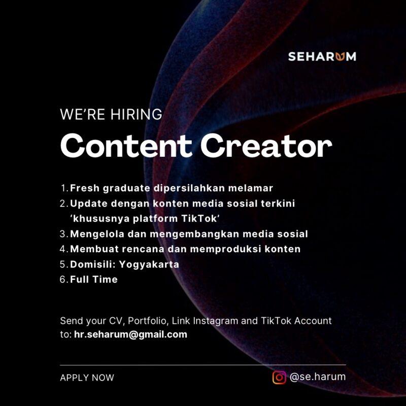 Lowongan Kerja Content Creator Di Seharum Lokerjogja Id