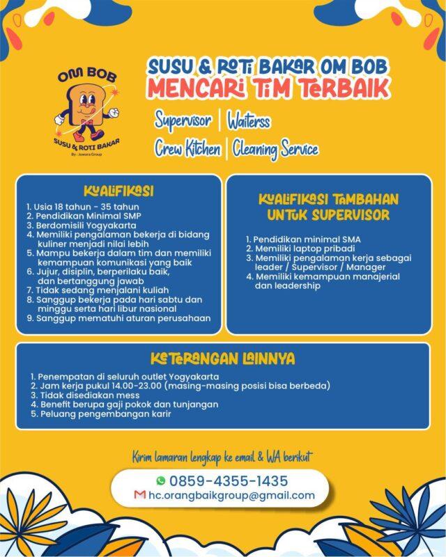 Lowongan Kerja Supervisor Waiterss Crew Kitchen Cleaning Service