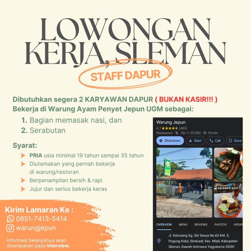 Lowongan Kerja Bagian Memasak Serabutan Di Warung Jepun Ugm