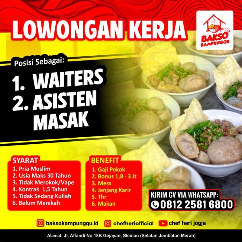 Lowongan Kerja Waitress Asisten Masak Di Bakso KampungQu LokerJogja ID