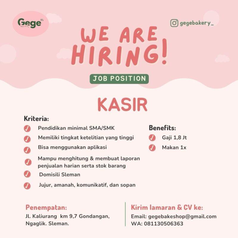 Lowongan Kerja Kasir Helper Baker Staff Packing Product Di Gege