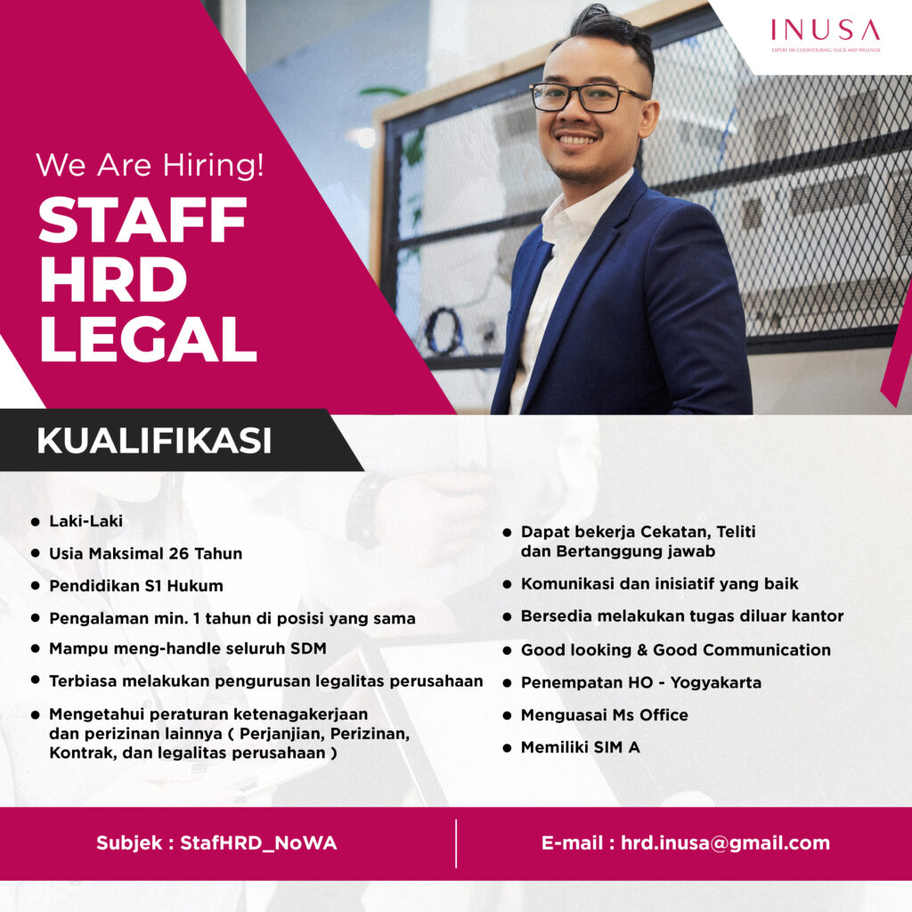 Lowongan Kerja Staff HRD Legal Di Inusa Skincare LokerJogja ID