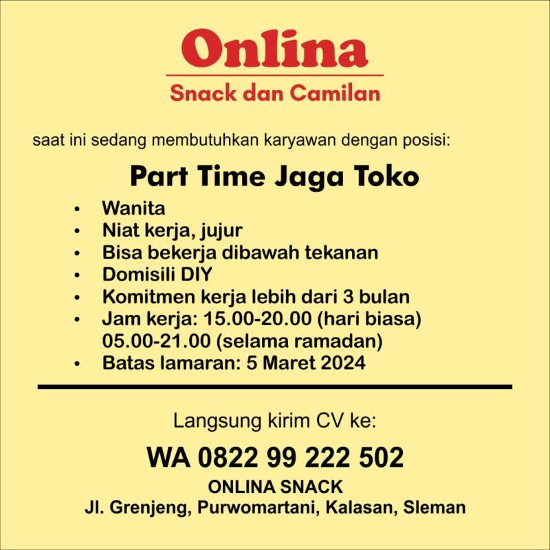 Lowongan Kerja Jaga Toko Packing Di Onlina Snack Dan Camilan