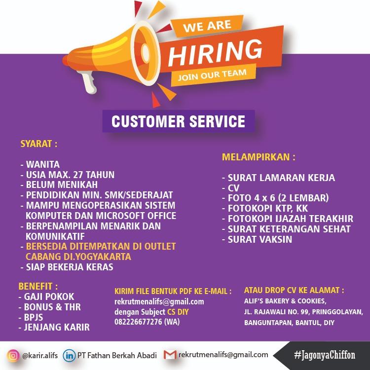 Lowongan Kerja Customer Service Staff Produksi Op Surat Jalan