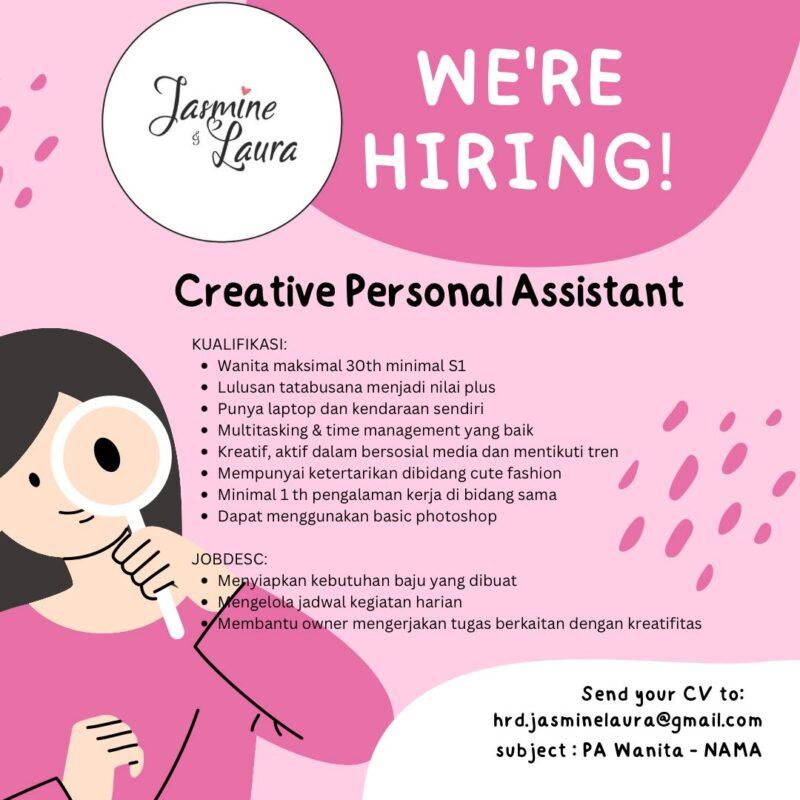 Lowongan Kerja Creative Personal Assistant Operational Personal