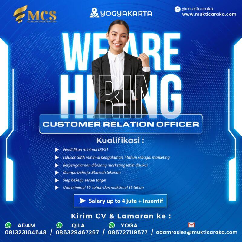 Lowongan Kerja Customer Relation Officer Di PT Mukti Caraka Solusindo