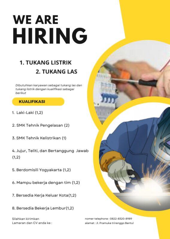 Lowongan Kerja Tukang Listrik Tukang Las Di CV Raih Bersama