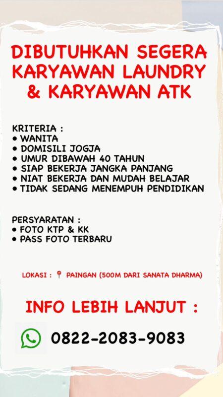 Lowongan Kerja Karyawan Laundry ATK Di Laundry ATK LokerJogja ID