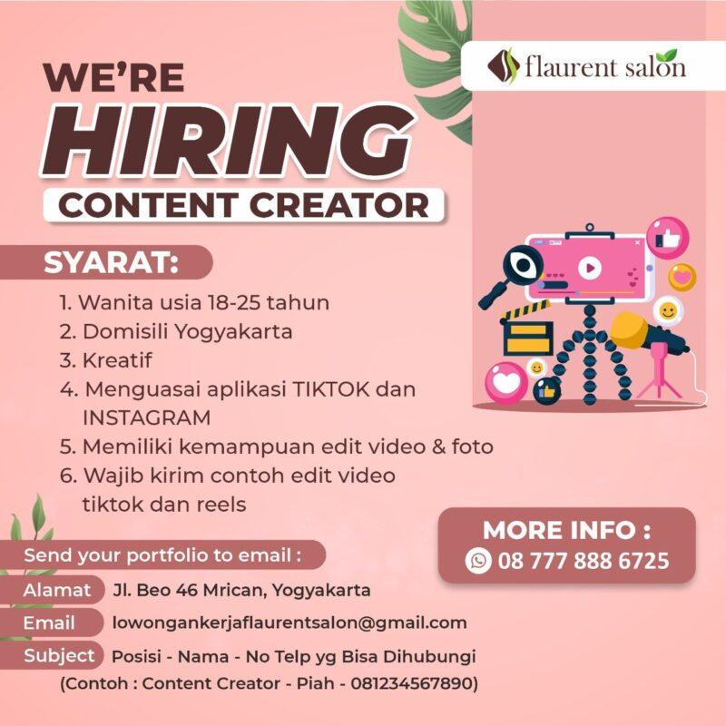 Lowongan Kerja Content Creator Di Flaurent Salon Spa LokerJogja ID