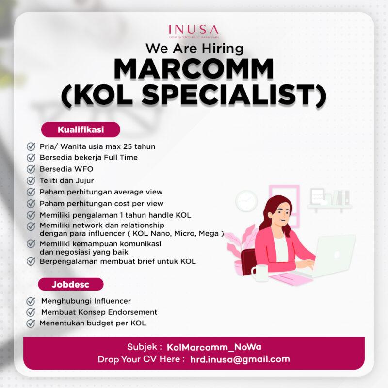 Lowongan Kerja Marcomm Kol Specialist Di Inusa Skincare LokerJogja ID