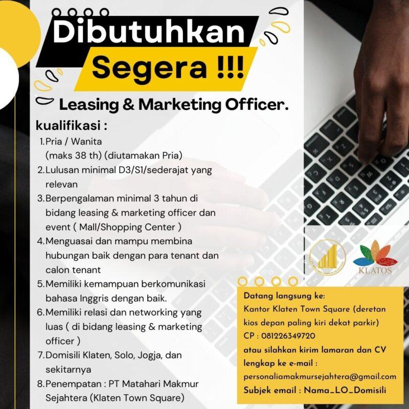 Lowongan Kerja Leasing Marketing Officer Di Pt Matahari Makmur