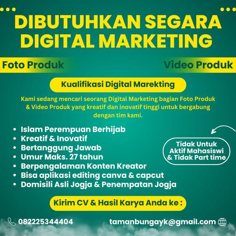 Lowongan Kerja Digital Marketing Foto Produk Dan Video Produk Di Taman