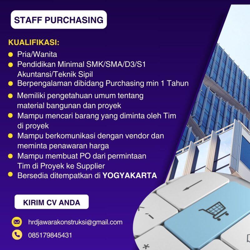 Lowongan Kerja Staff Purchasing Di Cv Jawara Konstruksi Indonesia