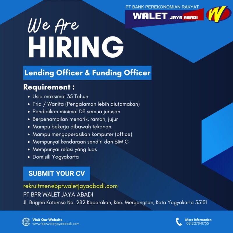 Lowongan Kerja Lending Officer Funding Officer Di Pt Bpr Walet Jaya