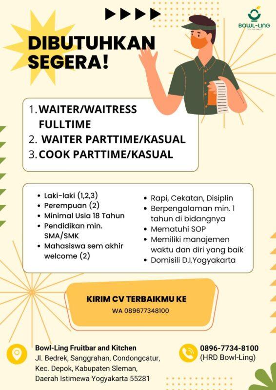 Lowongan Kerja Waiter Waitress Full Time Waiter Part Time Kasual