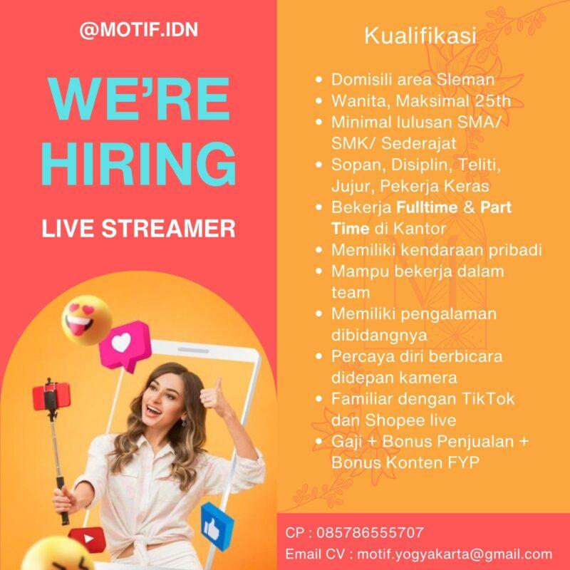 Lowongan Kerja Live Streamer Di Motif Idn LokerJogja ID