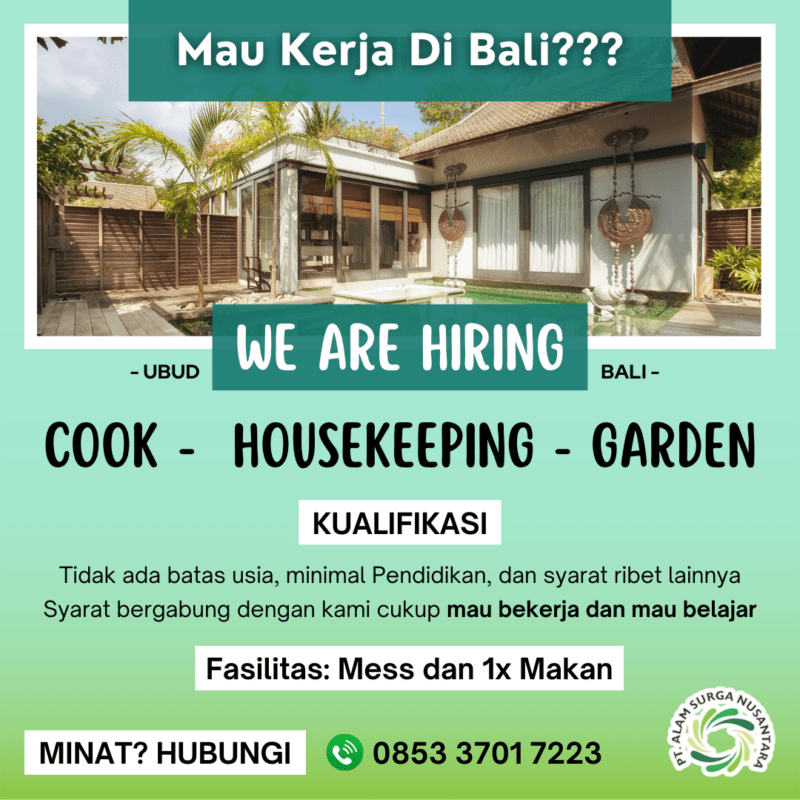 Lowongan Kerja Cook Garden Housekeeping Di Pt Alam Surga Nusantara