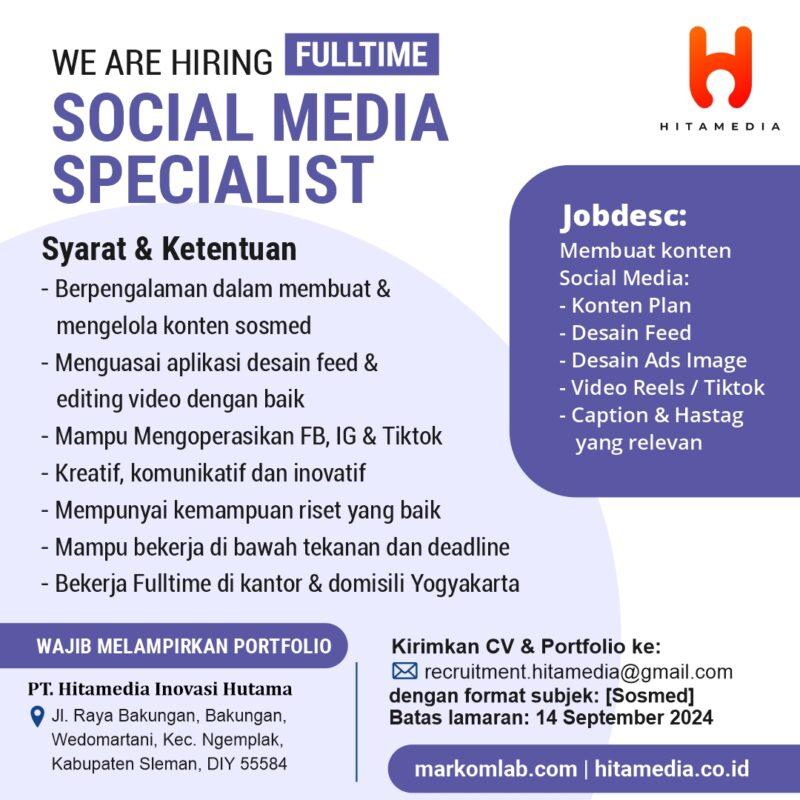 Lowongan Kerja Social Media Specialist Di PT Hitamedia Inovasi Hutama