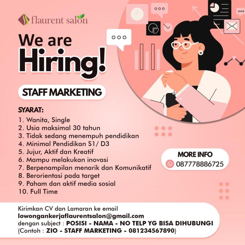 Lowongan Kerja Staff Marketing Content Creator Di Flaurent Salon Spa