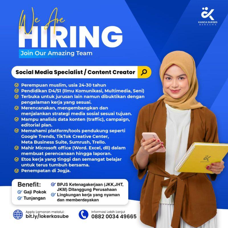 Lowongan Kerja Social Media Specialist Content Creator Di Pt Kanca