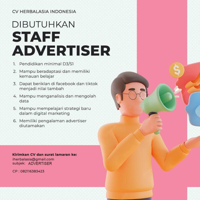 Lowongan Kerja Staff Advertiser Di Cv Herbalasia Indonesia Lokerjogja Id