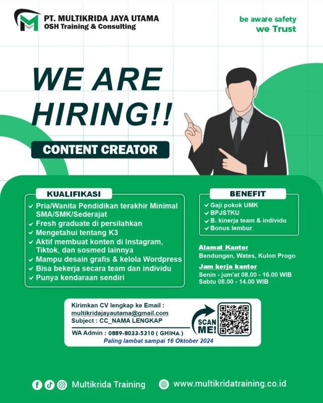 Lowongan Kerja Content Creator Di PT Multikrida Jaya Utama LokerJogja ID