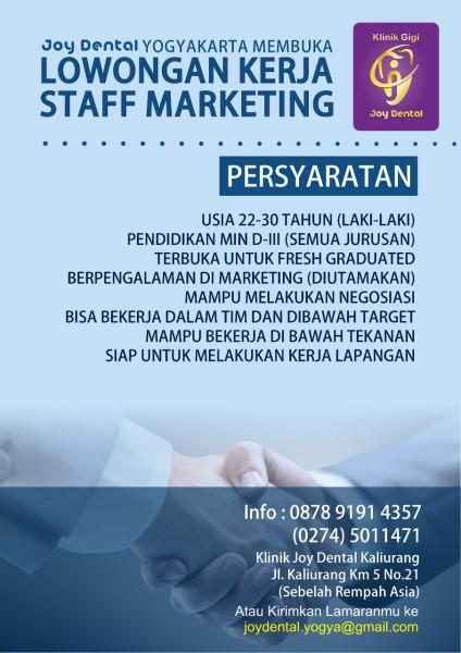 Lowongan Kerja Staff Marketing - Perawat Gigi di Klinik Gigi Joy Dental ...