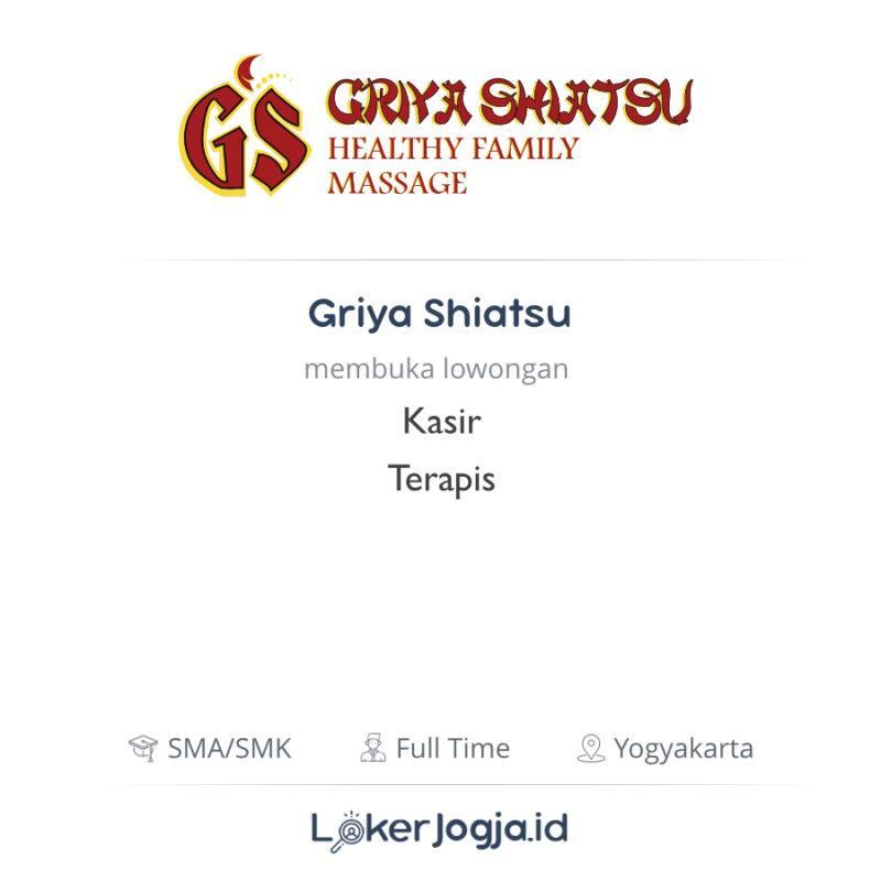 Lowongan Kerja Kasir - Terapis di Griya Shiatsu