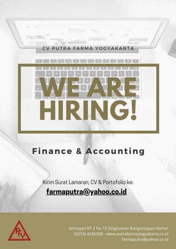 Lowongan Kerja Finance & Accounting di CV. Putra Farma Yogyakarta