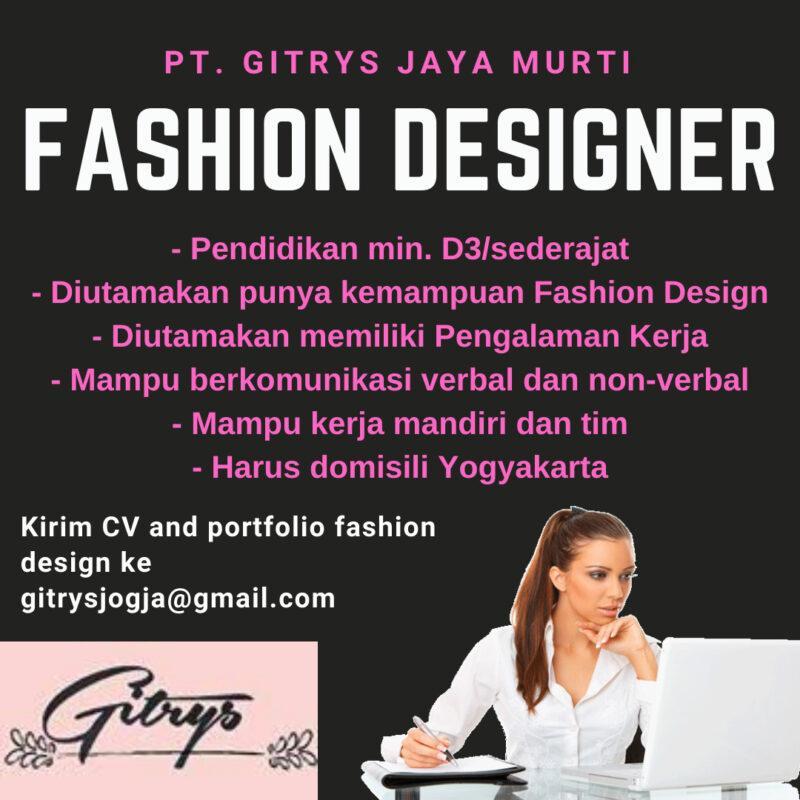  Lowongan Kerja Fashion Designer  di PT  Gitrys Jaya Murti 