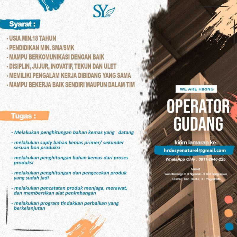 Lowongan Kerja Operator Gudang - Operator Produksi - Staff ...