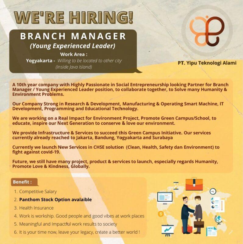 Lowongan Kerja Branch Manager Young Experienced Leader Di Pt Yipu Teknologi Alami Lokerjogja Id