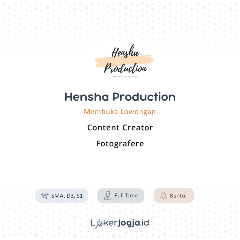 Lowongan Kerja Content Creator - Fotografer di Hensha ...