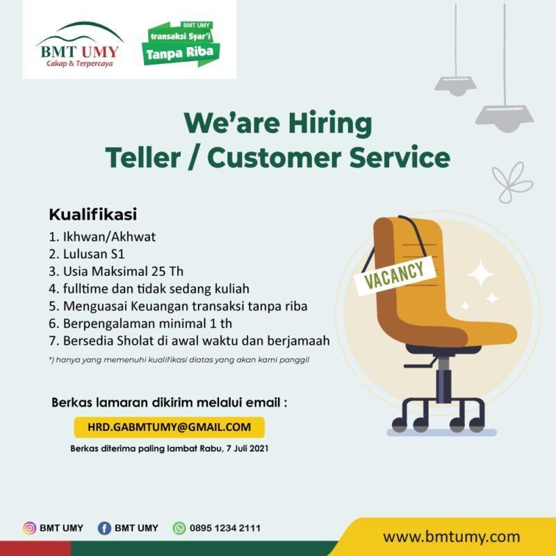 Lowongan Kerja Teller/Customer Service Di BMT UMY - LokerJogja.ID