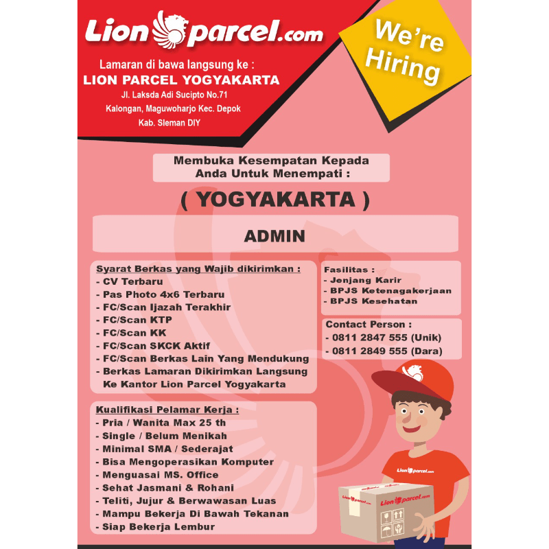 Lowongan Kerja Admin di Lion Parcel - LokerJogja.ID