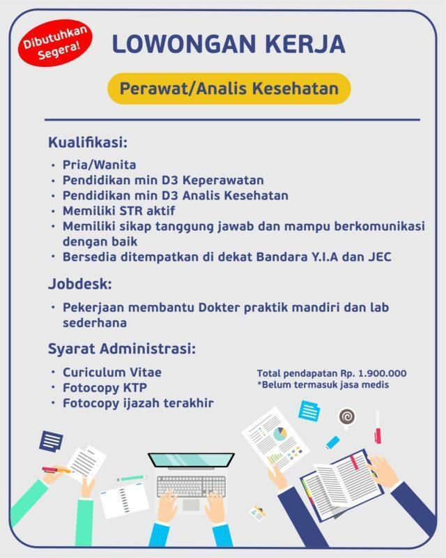 Lowongan Kerja Perawat/Analis Kesehatan di Praktek Dokter Umum