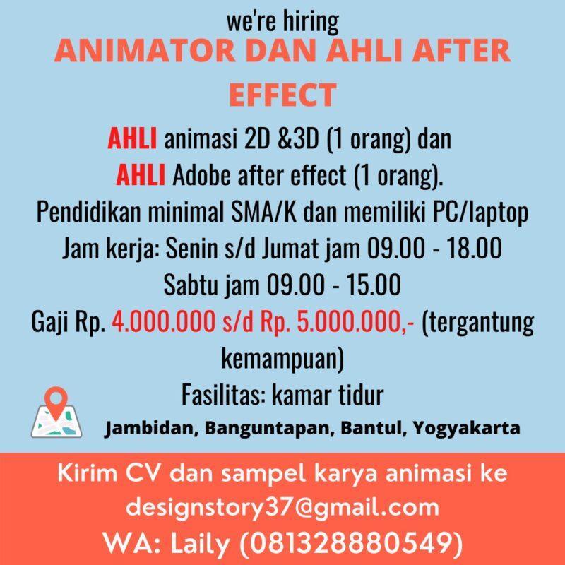 Lowongan Kerja Animator Ahli After Effect di Design