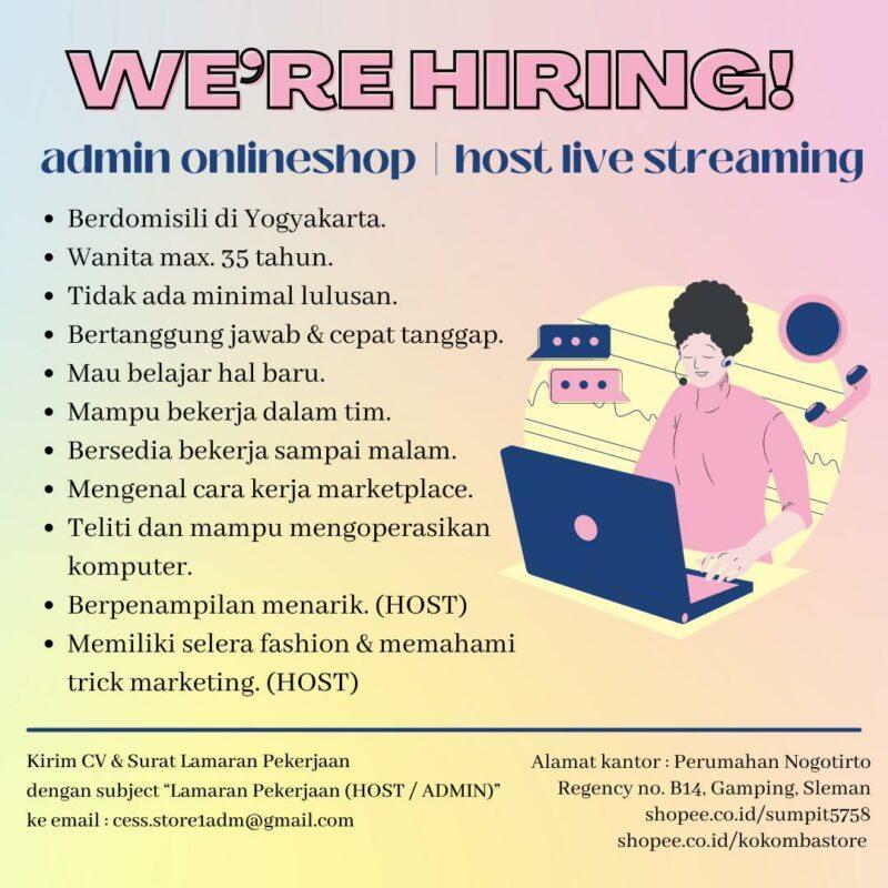 Lowongan Kerja sales gadget advisor host live streaming admin market place head store admin staff di pt trikomsel oke