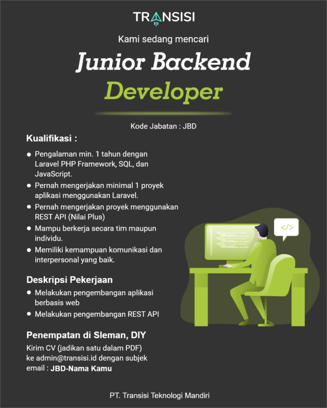 Lowongan Kerja Junior Backend Developer Di PT. Transisi Teknologi ...