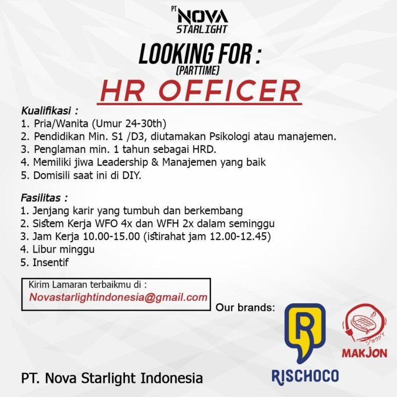 Lowongan Kerja HR Officer di PT. Nova Starlight Indonesia (Makjon