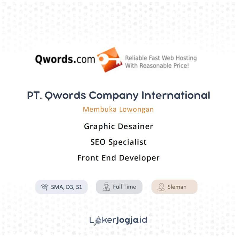 Lowongan Kerja Graphic Desainer - SEO Specialist - Front End Developer