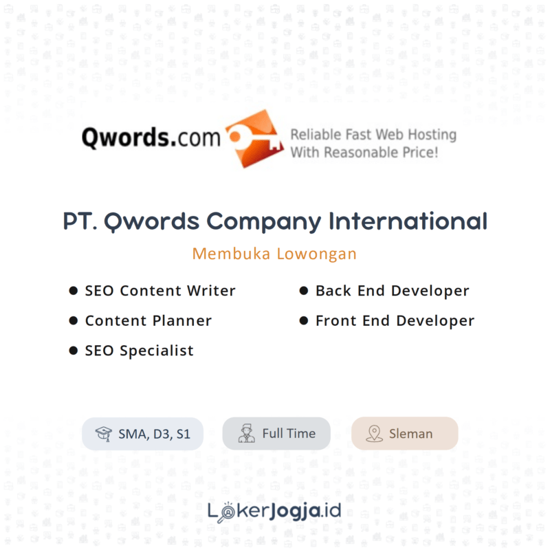 Back end developer front end developer di pt qwords company international