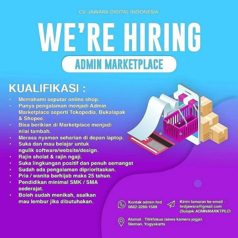 Lowongan Kerja Admin Marketplace Di Cv Jawara Digital Indonesia Jda Store Lokerjogjaid 1748