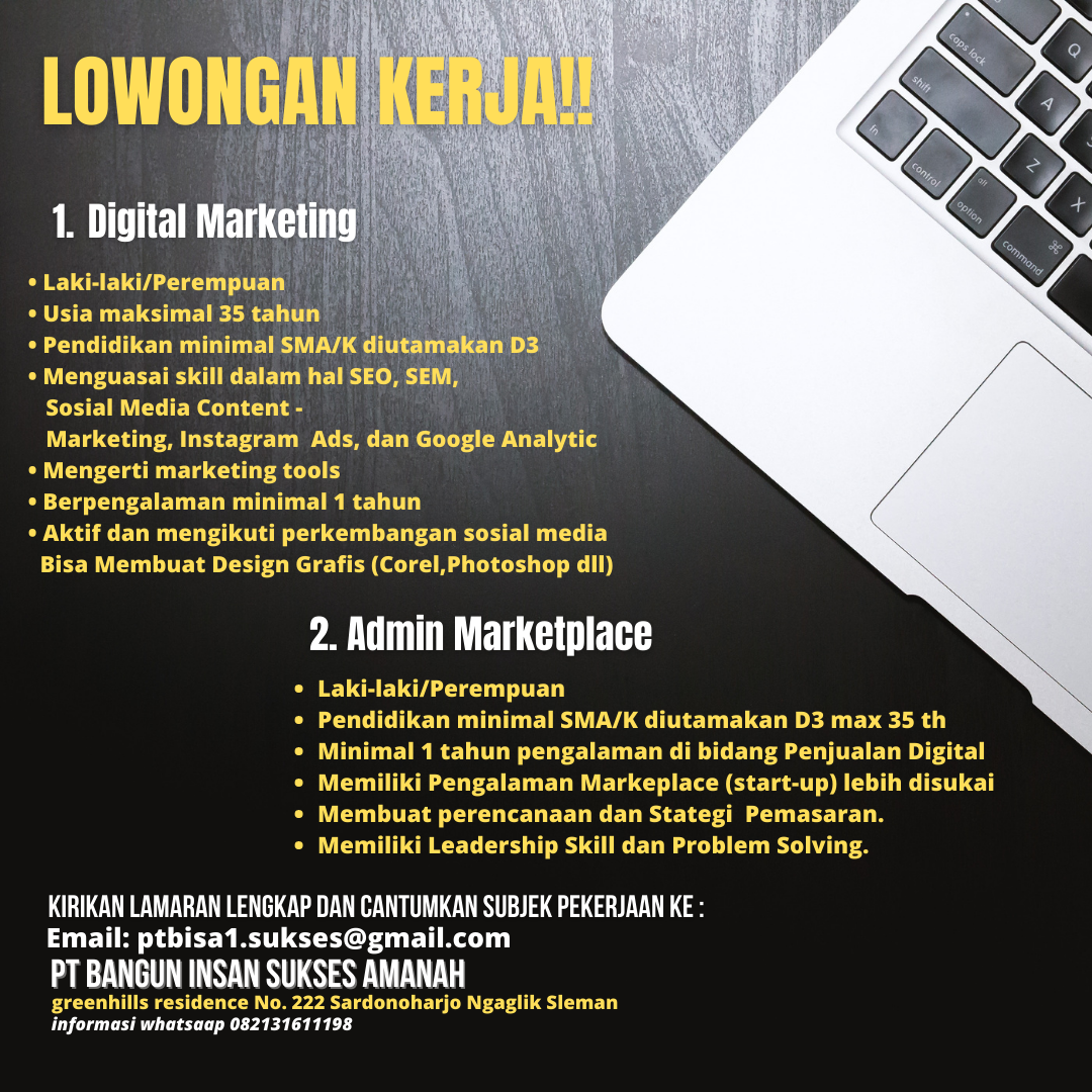 Lowongan Kerja Digital Marketing - Admin Marketplace Di PT. Bangun ...