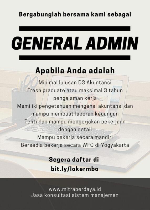 Lowongan Kerja General Admin Di PT. Mitra Berdaya Optima - LokerJogja.ID