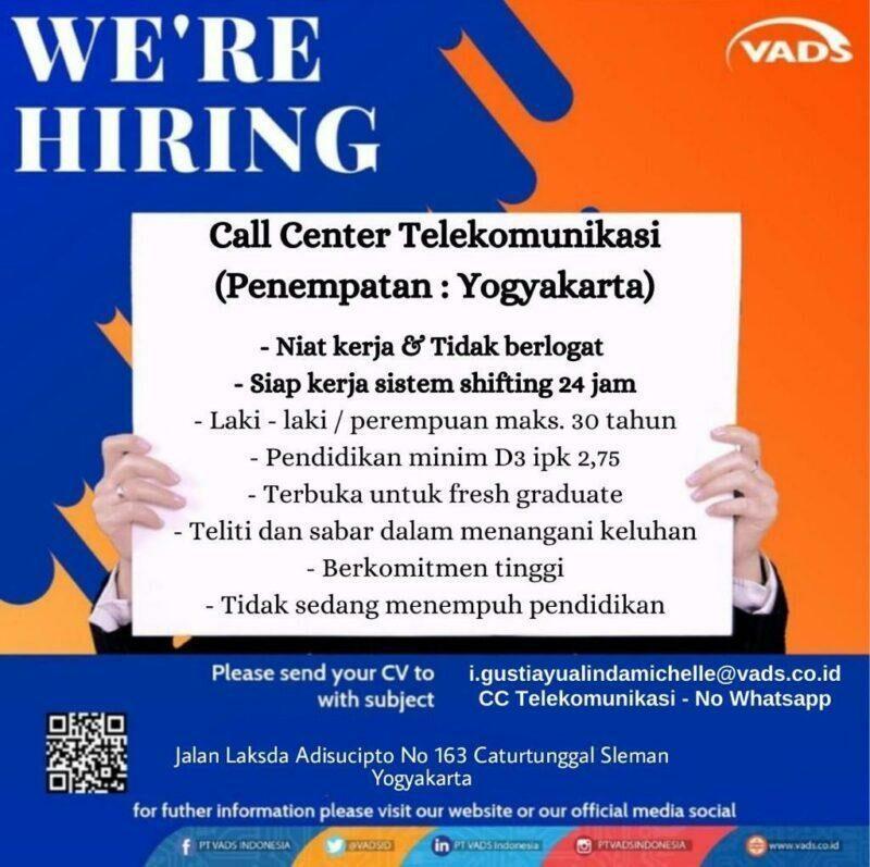 Lowongan Kerja Call Center Telekomunikasi Call Center Outbond Di Pt Vads Indonesia