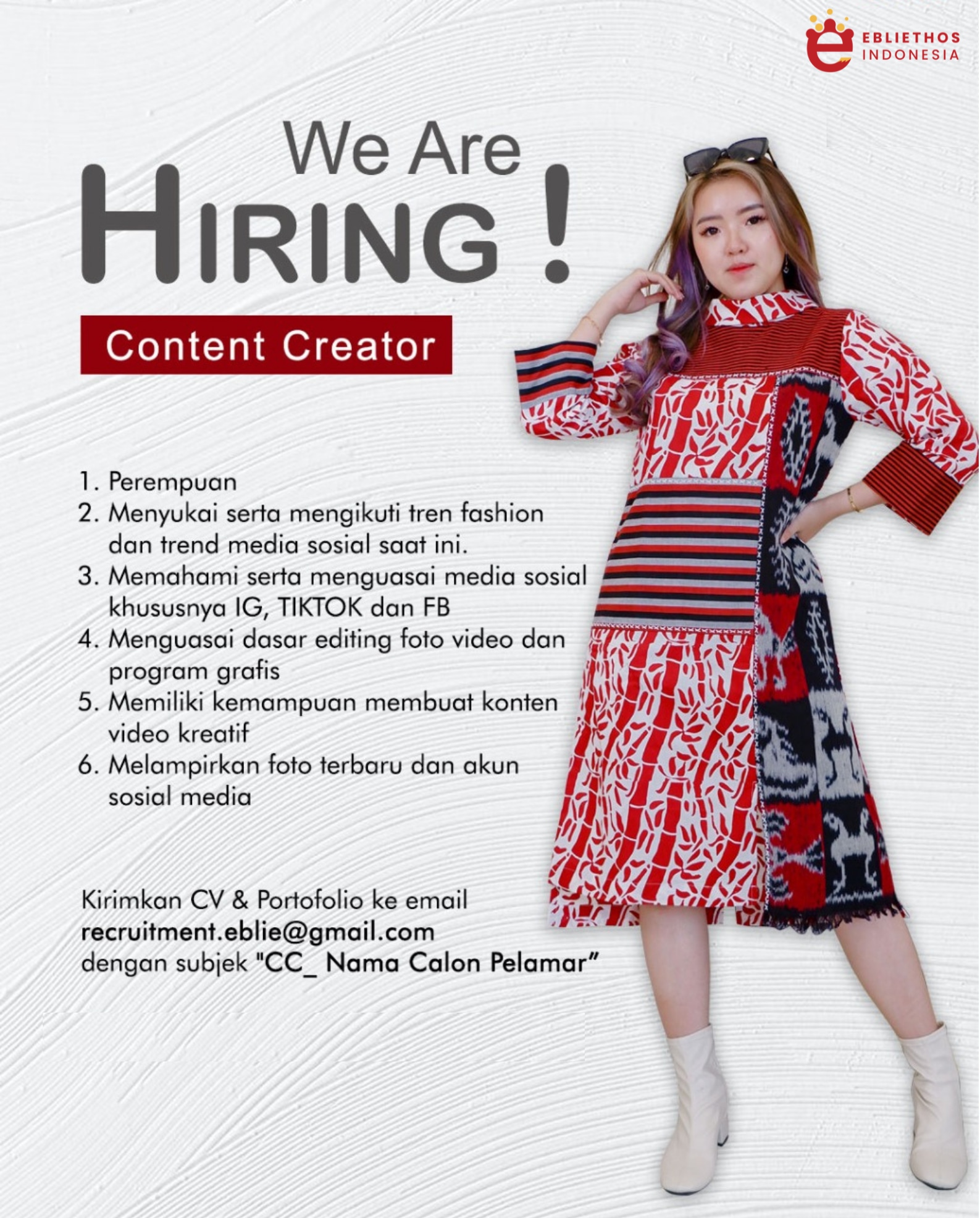 Lowongan Kerja Content Creator - Desain Grafis Di Ebliethos Indonesia ...