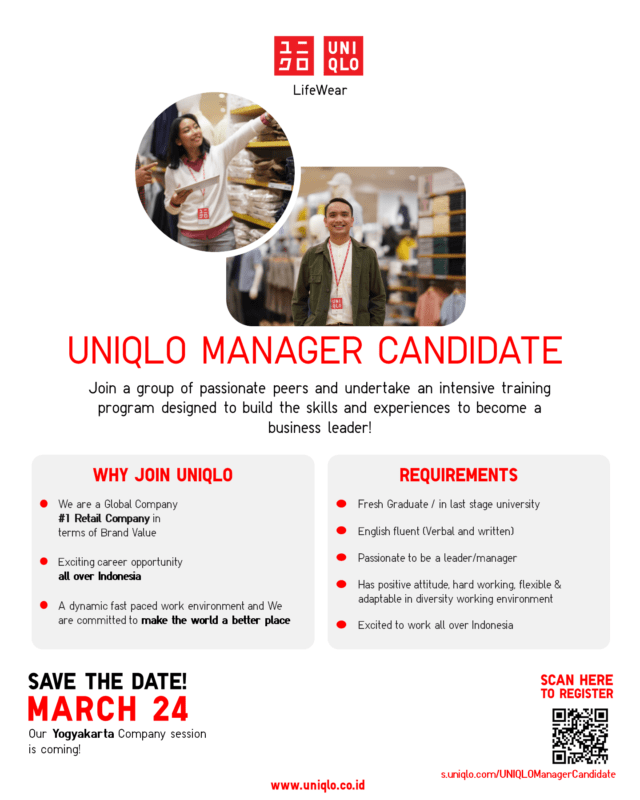 UNIQLO Manager Candidate  Vị trí dành cho những nhà quản lý doanh nghiệp  tương lai  UNIQLO MANAGER CANDIDATE  VỊ TRÍ CÔNG VIỆC DÀNH CHO NHỮNG NHÀ  QUẢN LÝ TƯƠNG