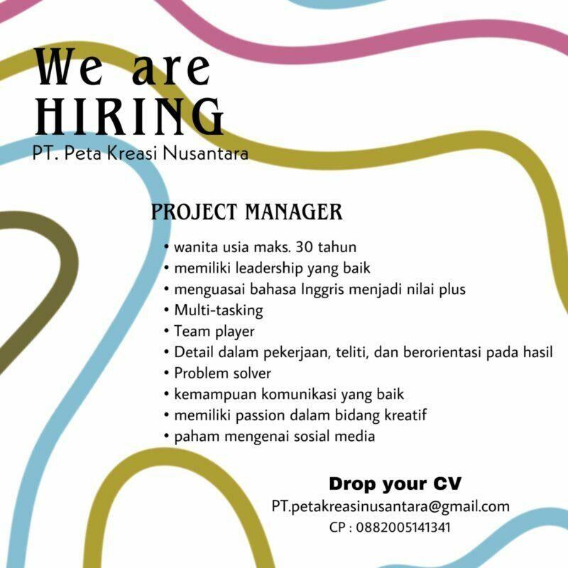 Lowongan Kerja Project Manager Personal Assistant Di Pt Peta Kreasi