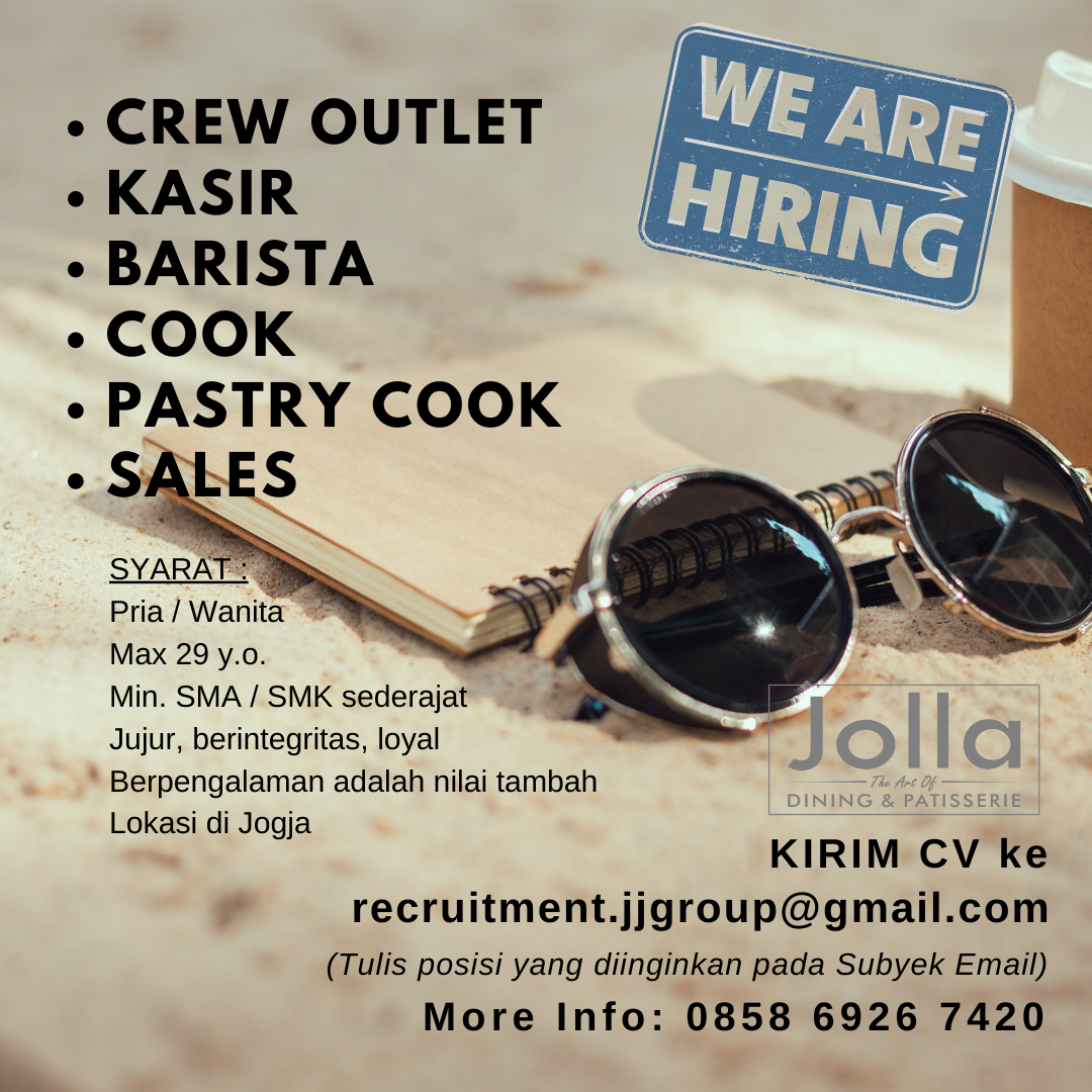 Lowongan Kerja Crew Outlet - Kasir - Barista - Cook - Pastry Cook ...